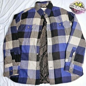 Blue and Gray Plaid Flannel Shirt
